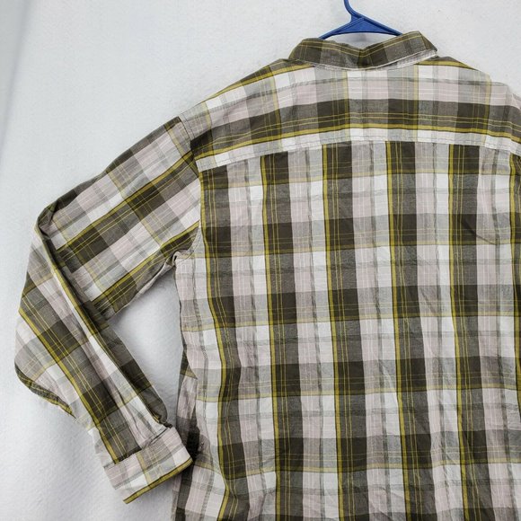 Columbia Shirt Men's Long Sleeve Button Up Collared Green White Yellow Plaid XL - Picture 10 of 12